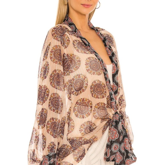 Free People Kantha Shimmer Tie Kimono in Desert Rose | REVOLVE - Picture 3 of 12